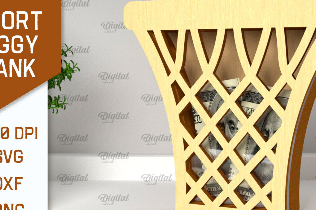 Σετ των 2 Intra απο ξύλο plywood 3mm-4mm πάχος – Sport Piggy Bank Laser. Τράπεζα Χρημάτων Δίασταση  20x20 cm INTRAFABR-98046445