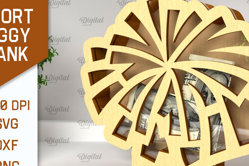 Σετ των 2 Intra απο ξύλο plywood 3mm-4mm πάχος – Sport Piggy Bank Laser. Τράπεζα Χρημάτων Δίασταση  20x20 cm INTRAFABR-98046637