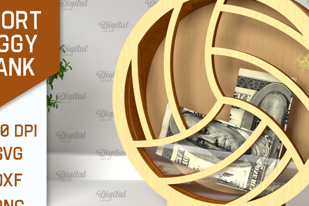 Σετ των 2 Intra απο ξύλο plywood 3mm-4mm πάχος – Sport Piggy Bank Laser. Τράπεζα Χρημάτων Δίασταση  20x20 cm INTRAFABR-98045971