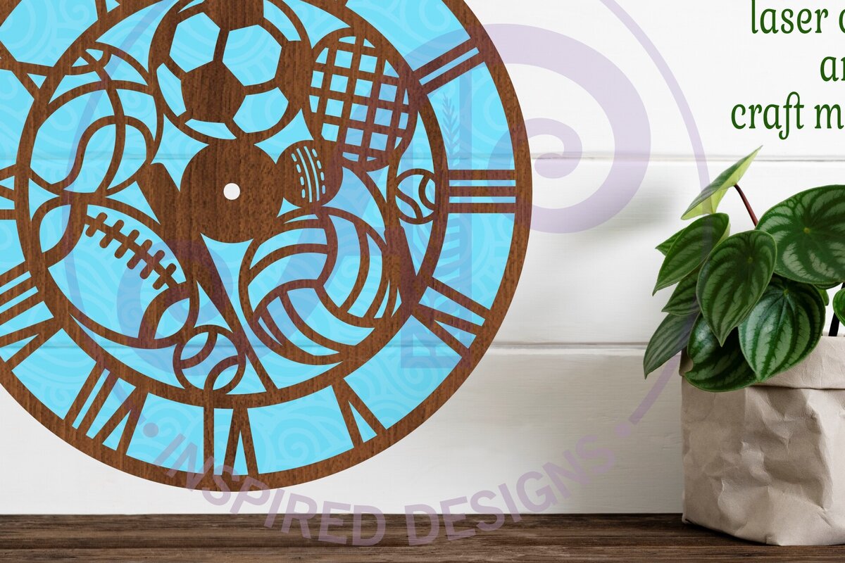 Intra απο ξύλο plywood 3mm-4mm πάχος – Αθλητική μπάλα Ρολόι τοίχου Αρχεία κοπής με λέιζερ Δίασταση  40x30 cm INTRAFABR-88785018