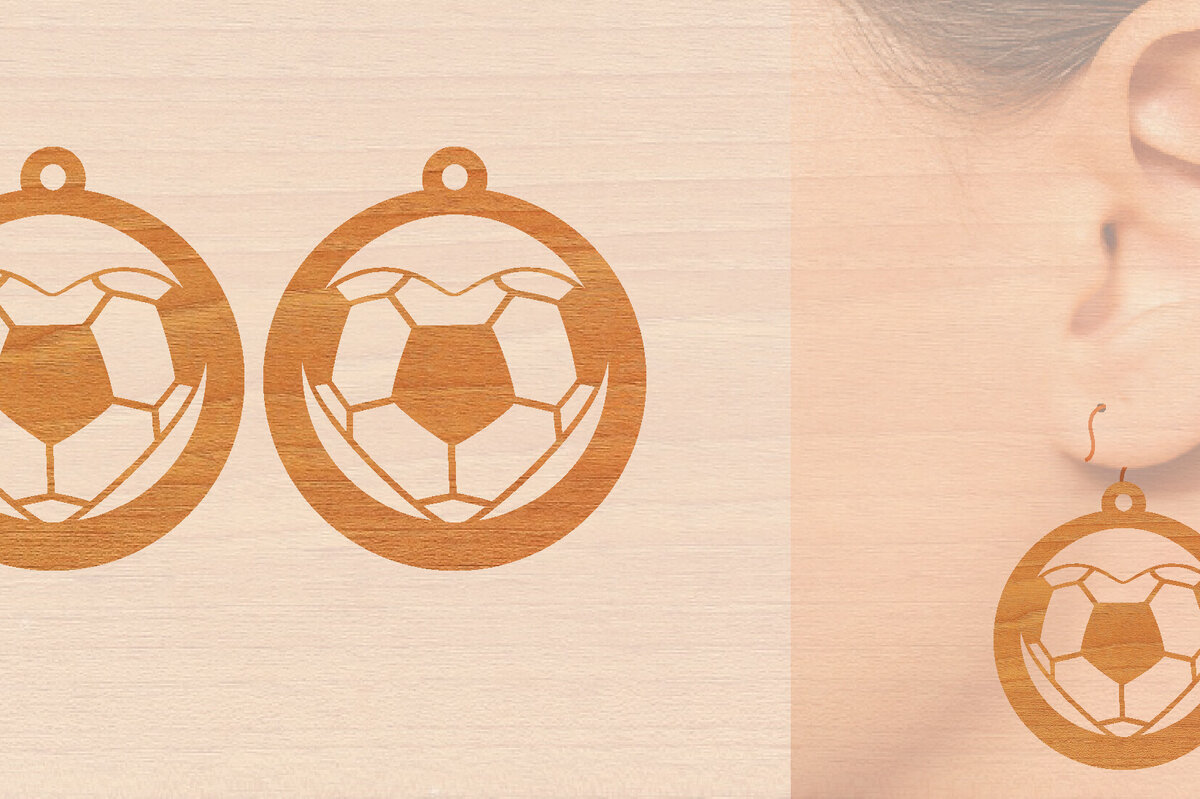 Σετ των 3 Intra απο ξύλο plywood 3mm-4mm πάχος – Αθλητικά Ξύλινα Σκουλαρίκια με Μπάλα Laser Δίασταση  5x5 cm INTRAFABR-97988767