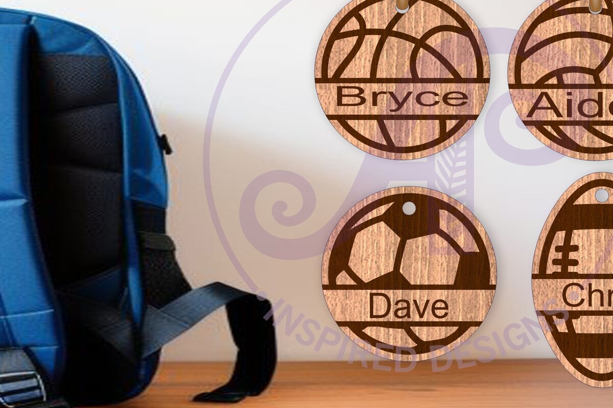 Σετ των 2 Intra απο ξύλο plywood 3mm-4mm πάχος – Αθλητική ετικέτα ονόματος χαραγμένη, Δίασταση  20x20 cm INTRAFABR-116167991