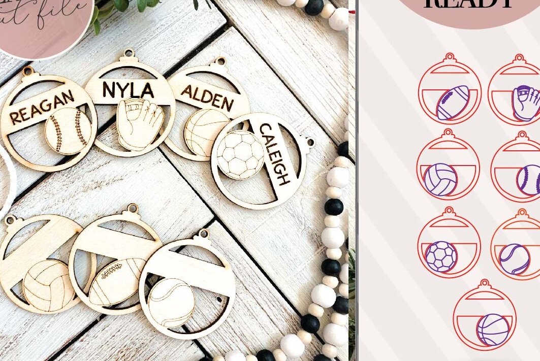 Σετ των 2 Intra απο ξύλο plywood 3mm-4mm πάχος – Αθλητικά Στολίδια Laser Δίασταση  20x20 cm INTRAFABR-72170170