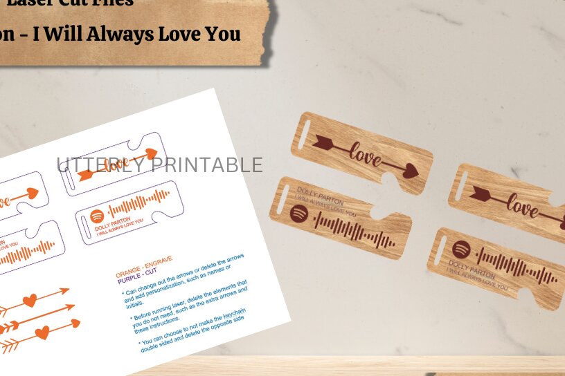 Σετ των 3 Intra απο ξύλο plywood 3mm-4mm πάχος – Αρχείο κοπής λέιζερ με μπρελόκ Spotify Couples Δίασταση  5x5 cm INTRAFABR-58806134