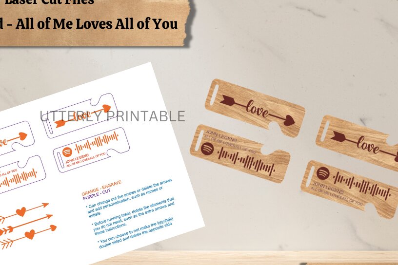 Σετ των 3 Intra απο ξύλο plywood 3mm-4mm πάχος – Αρχείο κοπής λέιζερ με μπρελόκ Spotify Couples Δίασταση  5x5 cm INTRAFABR-58808856