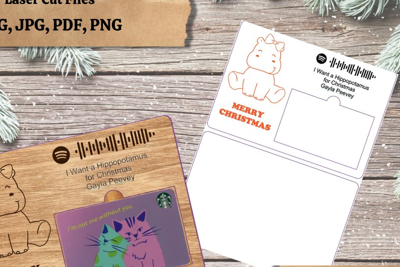 Σετ των 2 Intra απο ξύλο plywood 3mm-4mm πάχος – Αρχείο κοπής με λέιζερ θήκη δωροκάρτας Spotify Δίασταση  20x20 cm INTRAFABR-53594650