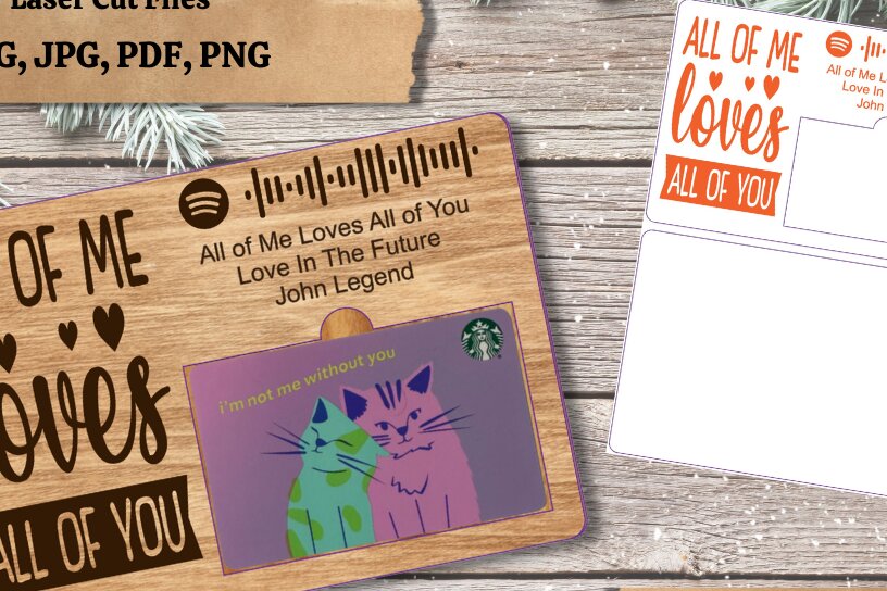 Σετ των 2 Intra απο ξύλο plywood 3mm-4mm πάχος – Αρχείο κοπής με λέιζερ θήκη δωροκάρτας Spotify Δίασταση  20x20 cm INTRAFABR-53642765