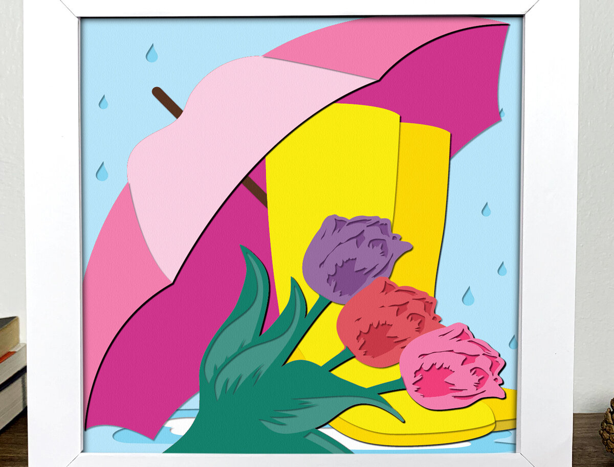 Σετ των 2 Intra απο ξύλο plywood 3mm-4mm πάχος – Spring 3D Shadow Box Δίασταση  20x20 cm INTRAFABR-96659200