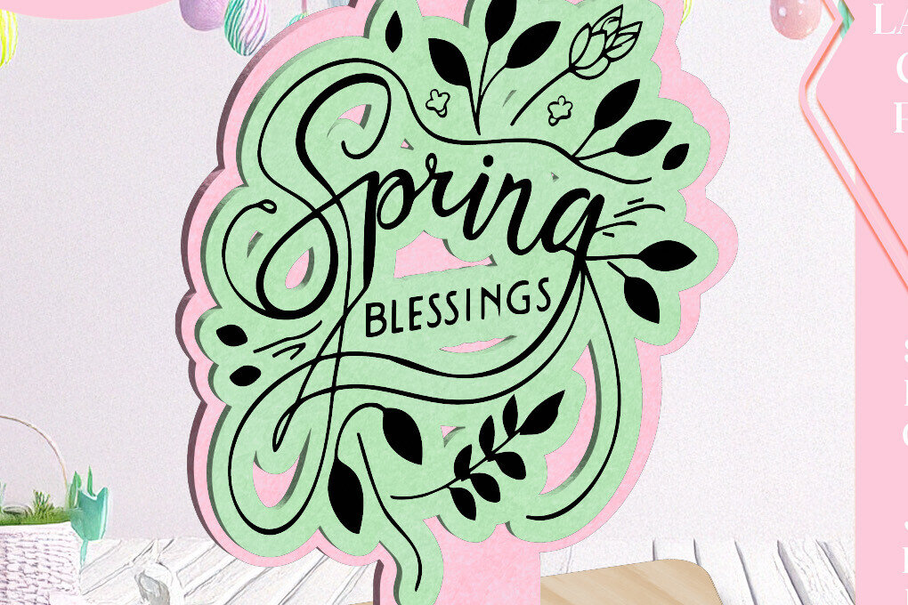 Σετ των 2 Intra απο ξύλο plywood 3mm-4mm πάχος – Ανοιξιάτικες Ευλογίες Πασχαλινό Στολίδι Laser C Δίασταση  20x20 cm INTRAFABR-115570489