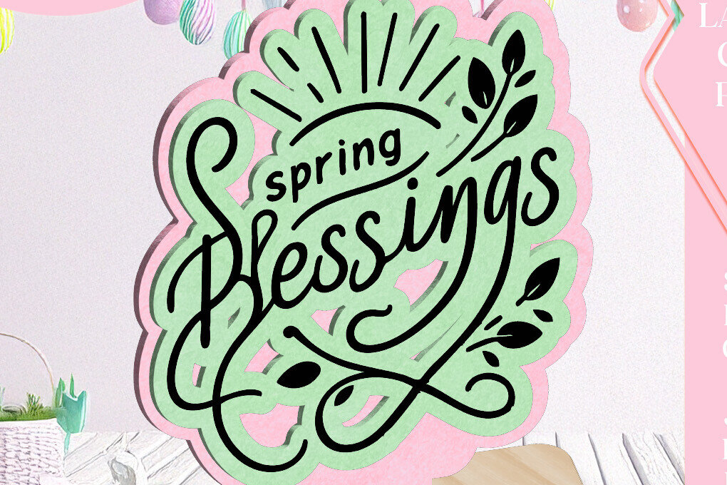 Σετ των 2 Intra απο ξύλο plywood 3mm-4mm πάχος – Ανοιξιάτικες Ευλογίες Πασχαλινό Στολίδι Laser C Δίασταση  20x20 cm INTRAFABR-115570548