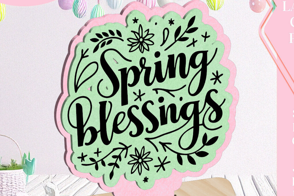 Σετ των 2 Intra απο ξύλο plywood 3mm-4mm πάχος – Ανοιξιάτικες Ευλογίες Πασχαλινό Στολίδι Laser C Δίασταση  20x20 cm INTRAFABR-115570417