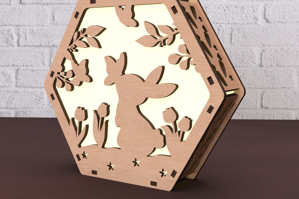 Σετ των 2 Intra απο ξύλο plywood 3mm-4mm πάχος – Κηροπήγιο Spring Bunny Δίασταση  20x20 cm INTRAFABR-116522644