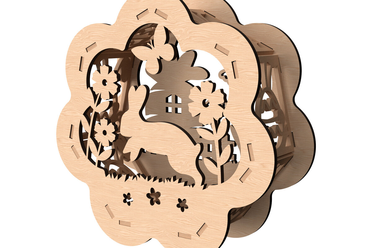 Σετ των 2 Intra απο ξύλο plywood 3mm-4mm πάχος – Κηροπήγιο Scene Spring Bunny Δίασταση  20x20 cm INTRAFABR-114142786