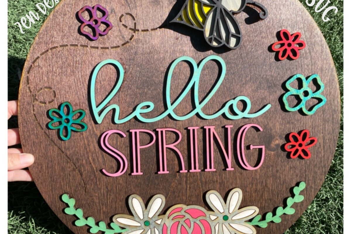 Σετ των 2 Intra απο ξύλο plywood 3mm-4mm πάχος – Ανοιξιάτικη κρεμάστρα πόρτας Δίασταση  20x20 cm INTRAFABR-25979704