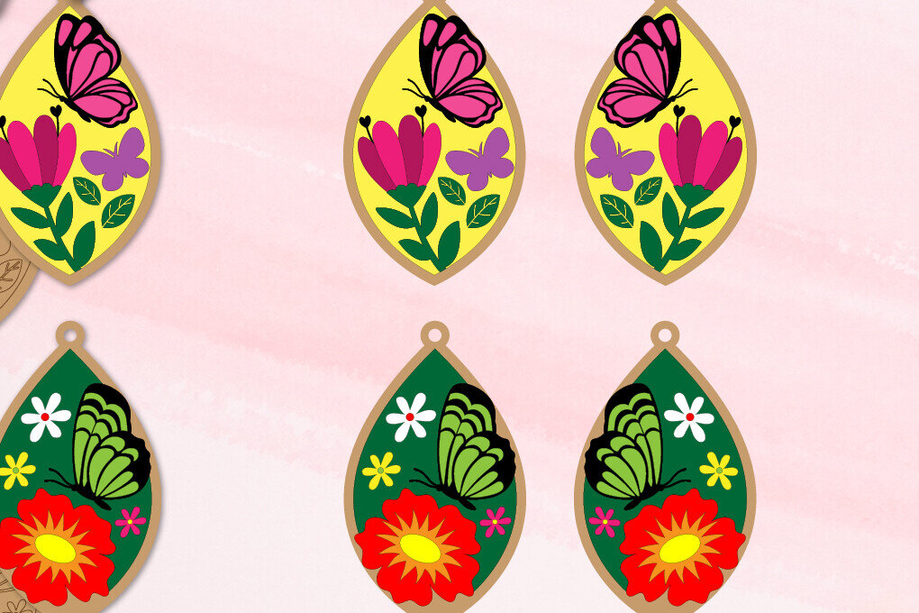 Σετ των 3 Intra απο ξύλο plywood 3mm-4mm πάχος – Ανοιξιάτικα σκουλαρίκια 2 Δίασταση  5x5 cm INTRAFABR-92606348