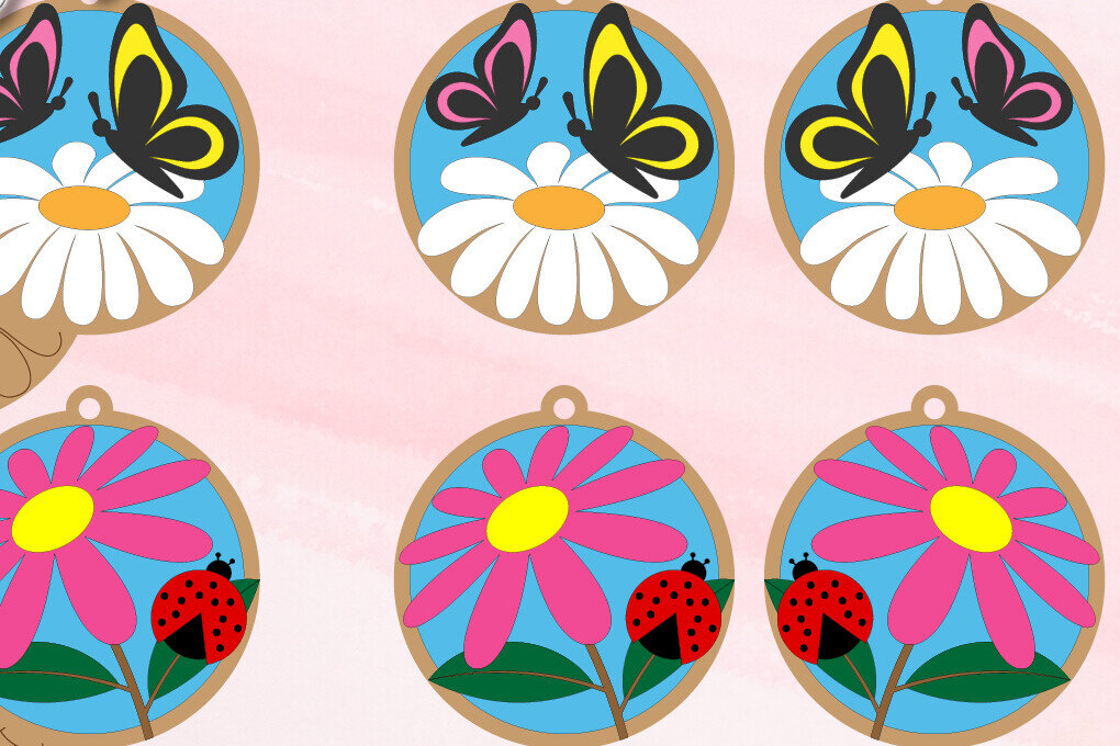 Σετ των 3 Intra απο ξύλο plywood 3mm-4mm πάχος – Ανοιξιάτικα Σκουλαρίκια 4 | Cut and Sc Δίασταση  5x5 cm INTRAFABR-93441139