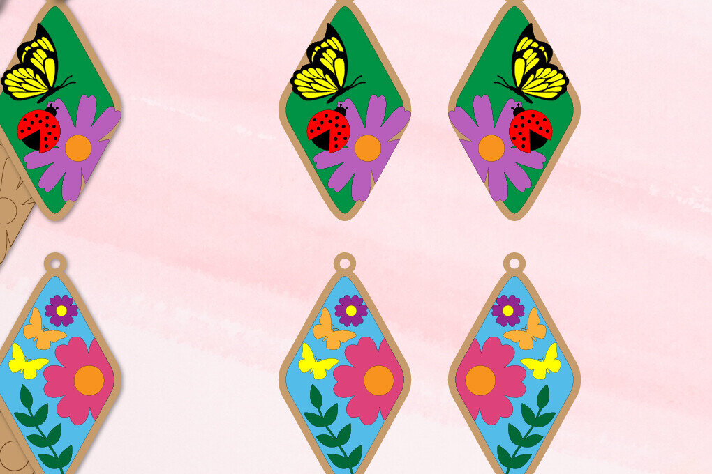 Σετ των 3 Intra απο ξύλο plywood 3mm-4mm πάχος – Ανοιξιάτικα Σκουλαρίκια-Cut και Score Δίασταση  5x5 cm INTRAFABR-92379846