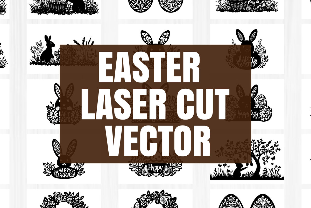 Σετ των 2 Intra απο ξύλο plywood 3mm-4mm πάχος – Άνοιξη Πάσχα σκηνή λέιζερ περικοπή διάνυσμα Δίασταση  20x20 cm INTRAFABR-117777033