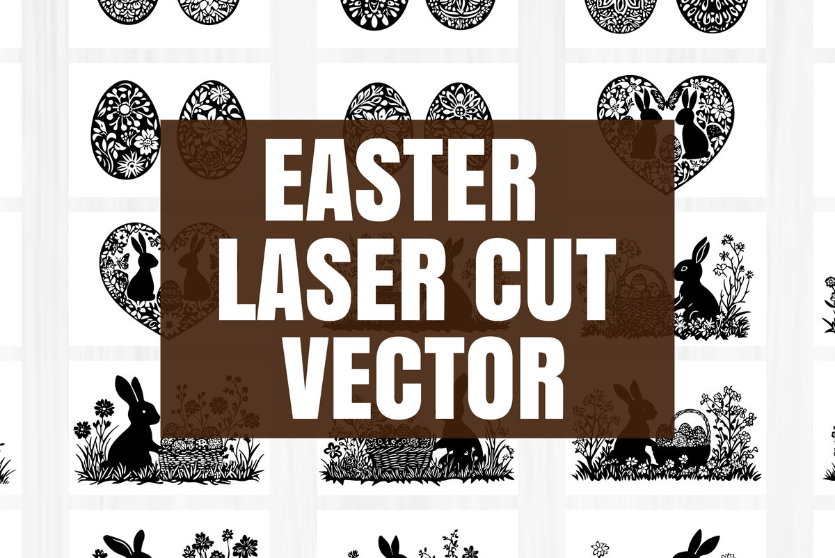 Σετ των 2 Intra απο ξύλο plywood 3mm-4mm πάχος – Άνοιξη Πάσχα σκηνή λέιζερ περικοπή διάνυσμα Δίασταση  20x20 cm INTRAFABR-117776901