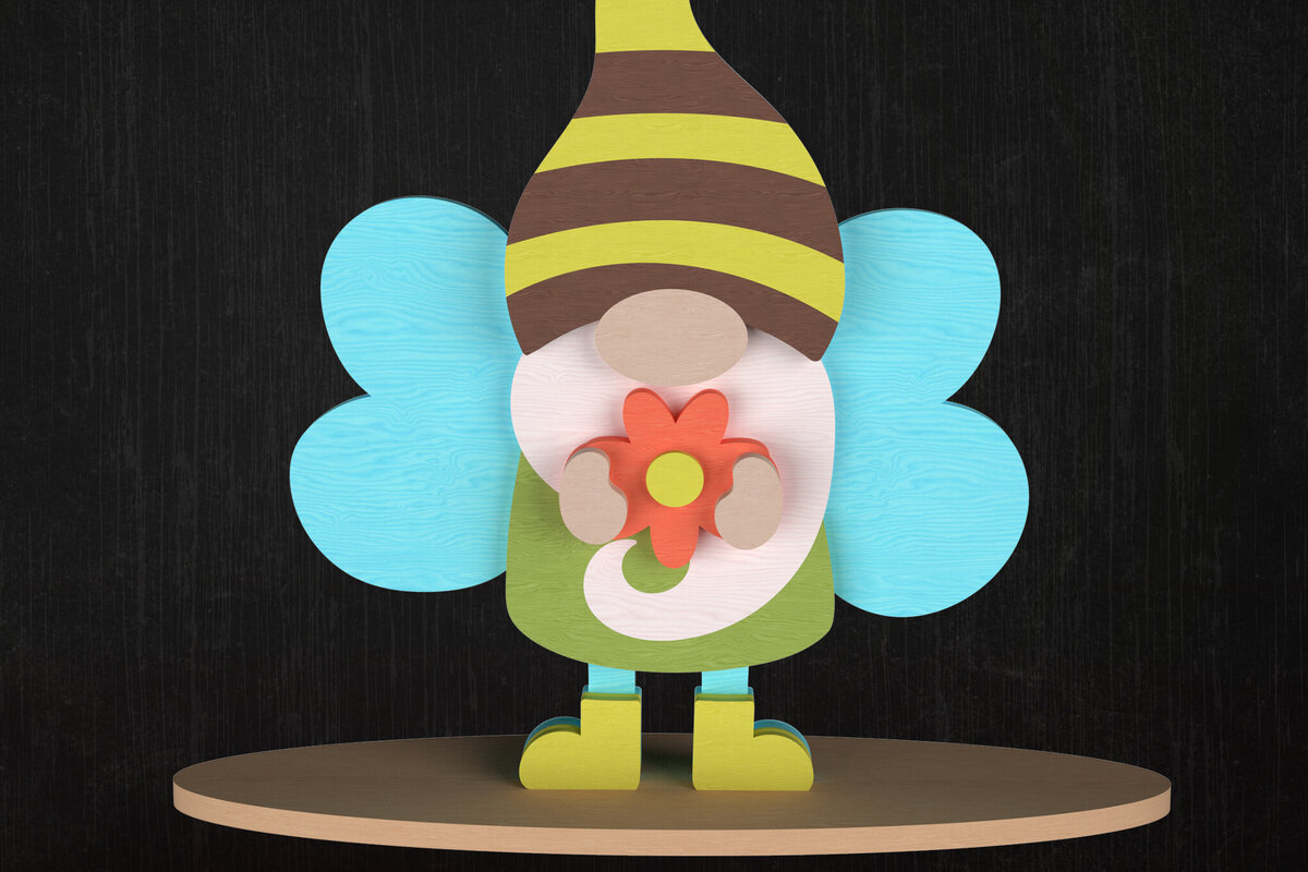 Σετ των 2 Intra απο ξύλο plywood 3mm-4mm πάχος – Διακόσμηση με Spring Fairy Gnome Δίασταση  20x20 cm INTRAFABR-113513992