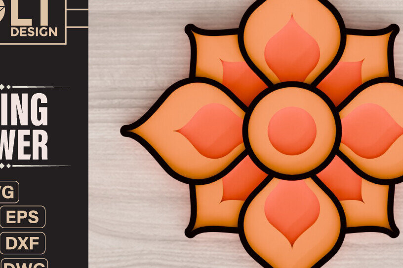 Σετ των 2 Intra απο ξύλο plywood 3mm-4mm πάχος – Ανοιξιάτικο λουλούδι 3d  κοπής με λέιζερ Δίασταση  20x20 cm INTRAFABR-92828517