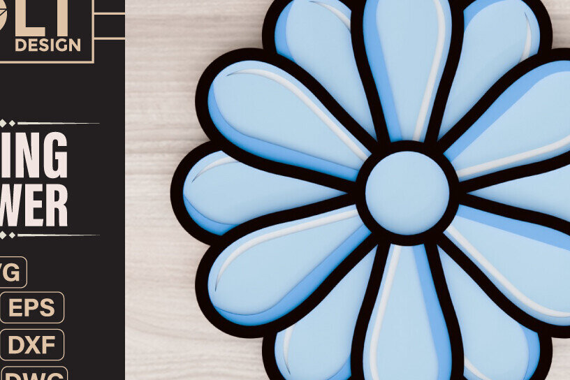 Σετ των 2 Intra απο ξύλο plywood 3mm-4mm πάχος – Ανοιξιάτικο λουλούδι 3d  κοπής με λέιζερ Δίασταση  20x20 cm INTRAFABR-92828551