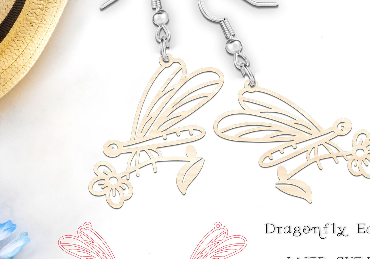 Σετ των 3 Intra απο ξύλο plywood 3mm-4mm πάχος – Σκουλαρίκια λέιζερ Spring Flower Dragonfly Δίασταση  5x5 cm INTRAFABR-118421344