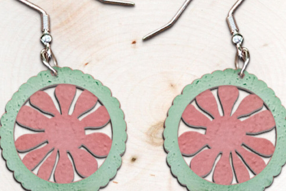 Σετ των 3 Intra απο ξύλο plywood 3mm-4mm πάχος – Ανοιξιάτικα σκουλαρίκια με λουλούδια με λέιζερ. Δίασταση  5x5 cm INTRAFABR-115397020