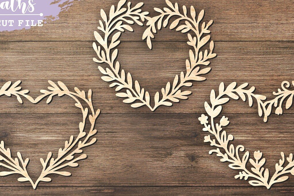 Σετ των 2 Intra απο ξύλο plywood 3mm-4mm πάχος – Αρχείο κοπής με λέιζερ σε σχήμα καρδιάς ελατηρίου Δίασταση  20x20 cm INTRAFABR-116191729