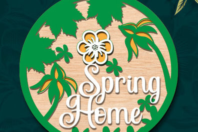 Σετ των 2 Intra απο ξύλο plywood 3mm-4mm πάχος – Ανοιξιάτικη στρογγυλή πινακίδα Κρεμάστρα πόρτας με λέιζερ Δίασταση  20x20 cm INTRAFABR-95725630