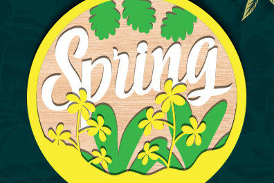 Σετ των 2 Intra απο ξύλο plywood 3mm-4mm πάχος – Ανοιξιάτικη στρογγυλή πινακίδα Κρεμάστρα πόρτας με λέιζερ Δίασταση  20x20 cm INTRAFABR-95725637