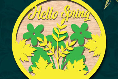 Σετ των 2 Intra απο ξύλο plywood 3mm-4mm πάχος – Ανοιξιάτικη στρογγυλή πινακίδα Κρεμάστρα πόρτας με λέιζερ Δίασταση  20x20 cm INTRAFABR-95725643