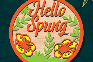 Σετ των 2 Intra απο ξύλο plywood 3mm-4mm πάχος – Ανοιξιάτικη στρογγυλή πινακίδα Κρεμάστρα πόρτας με λέιζερ Δίασταση  20x20 cm INTRAFABR-95725647