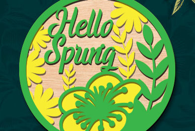 Σετ των 2 Intra απο ξύλο plywood 3mm-4mm πάχος – Ανοιξιάτικη στρογγυλή πινακίδα Κρεμάστρα πόρτας με λέιζερ Δίασταση  20x20 cm INTRAFABR-95725652