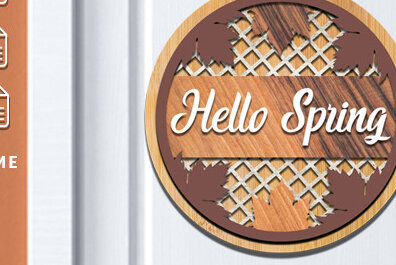 Σετ των 2 Intra απο ξύλο plywood 3mm-4mm πάχος – Ανοιξιάτικη στρογγυλή πινακίδα Κρεμάστρα πόρτας με λέιζερ Δίασταση  20x20 cm INTRAFABR-61035471