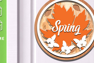 Σετ των 2 Intra απο ξύλο plywood 3mm-4mm πάχος – Ανοιξιάτικη στρογγυλή πινακίδα Κρεμάστρα πόρτας με λέιζερ Δίασταση  20x20 cm INTRAFABR-61035523