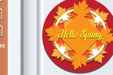 Σετ των 2 Intra απο ξύλο plywood 3mm-4mm πάχος – Ανοιξιάτικη στρογγυλή πινακίδα Κρεμάστρα πόρτας με λέιζερ Δίασταση  20x20 cm INTRAFABR-61035400