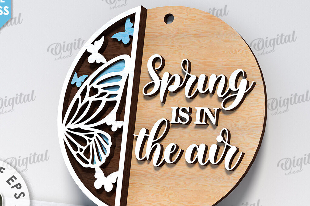 Σετ των 2 Intra απο ξύλο plywood 3mm-4mm πάχος – Ανοιξιάτικο στρογγυλό σημάδι. Πάσχα στρογγυλό σημάδι Δίασταση  20x20 cm INTRAFABR-116277768