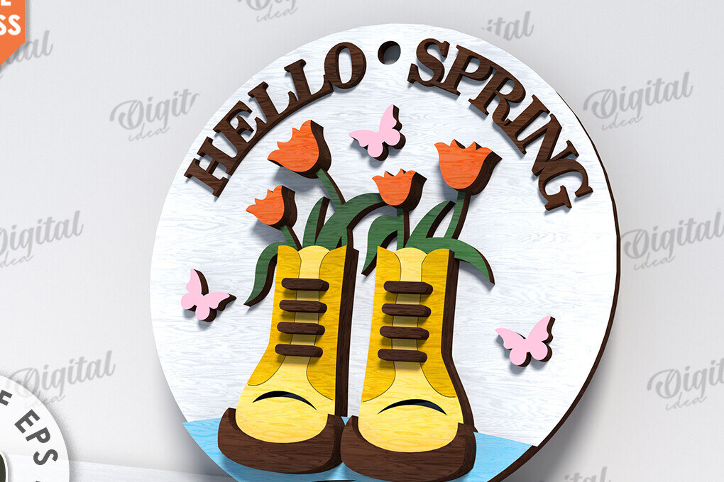 Σετ των 2 Intra απο ξύλο plywood 3mm-4mm πάχος – Ανοιξιάτικο στρογγυλό σημάδι. Πάσχα στρογγυλό σημάδι Δίασταση  20x20 cm INTRAFABR-116277808