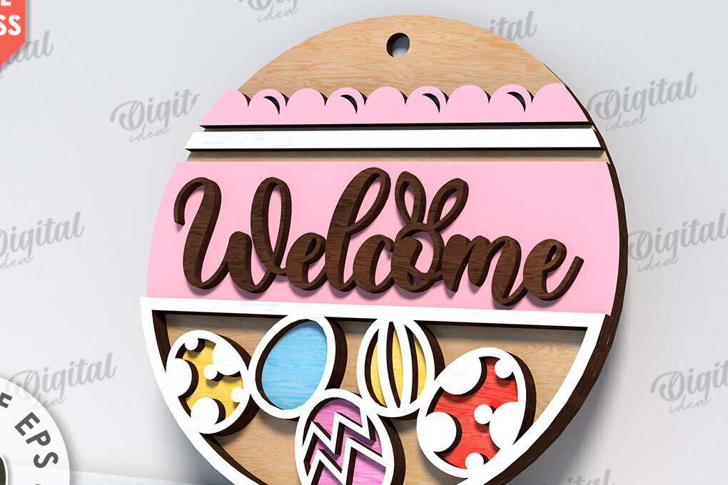 Σετ των 2 Intra απο ξύλο plywood 3mm-4mm πάχος – Ανοιξιάτικο στρογγυλό σημάδι. Πάσχα στρογγυλό σημάδι Δίασταση  20x20 cm INTRAFABR-116277859