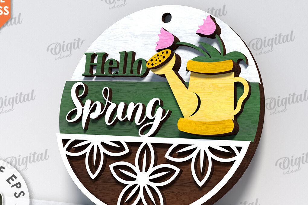 Σετ των 2 Intra απο ξύλο plywood 3mm-4mm πάχος – Ανοιξιάτικο στρογγυλό σημάδι. Πάσχα στρογγυλό σημάδι Δίασταση  20x20 cm INTRAFABR-116278134