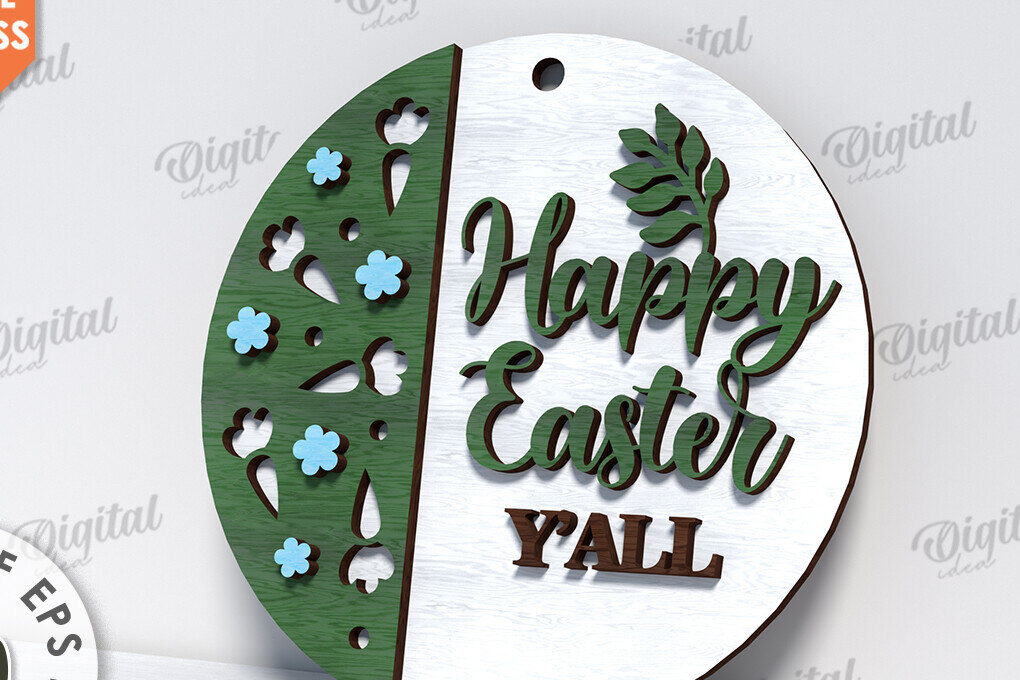 Σετ των 2 Intra απο ξύλο plywood 3mm-4mm πάχος – Ανοιξιάτικο στρογγυλό σημάδι. Πάσχα στρογγυλό σημάδι Δίασταση  20x20 cm INTRAFABR-116278260