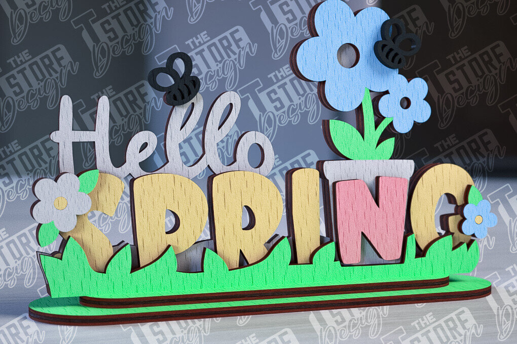 Σετ των 2 Intra απο ξύλο plywood 3mm-4mm πάχος – Σχεδιασμός κοπής με λέιζερ βάσης ελατηρίου | 3D Stand Δίασταση  20x20 cm INTRAFABR-92259839