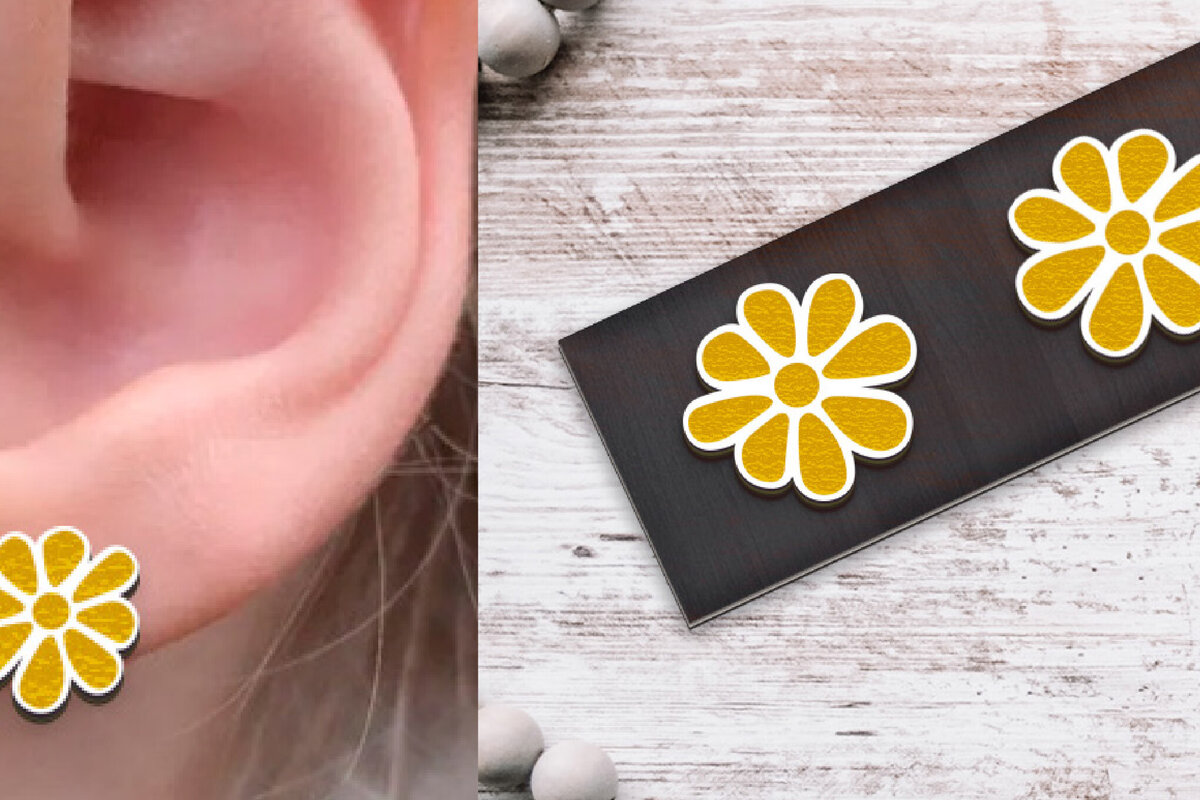 Σετ των 3 Intra απο ξύλο plywood 3mm-4mm πάχος – Ανοιξιάτικα σκουλαρίκια με λουλούδια κομμένα με λέιζερ. Δίασταση  5x5 cm INTRAFABR-119609072