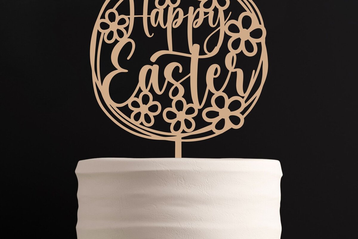 Σετ των 2 Intra απο ξύλο plywood 3mm-4mm πάχος – Spring, Happy Easter Cake Topper Δίασταση  20x20 cm INTRAFABR-92596060
