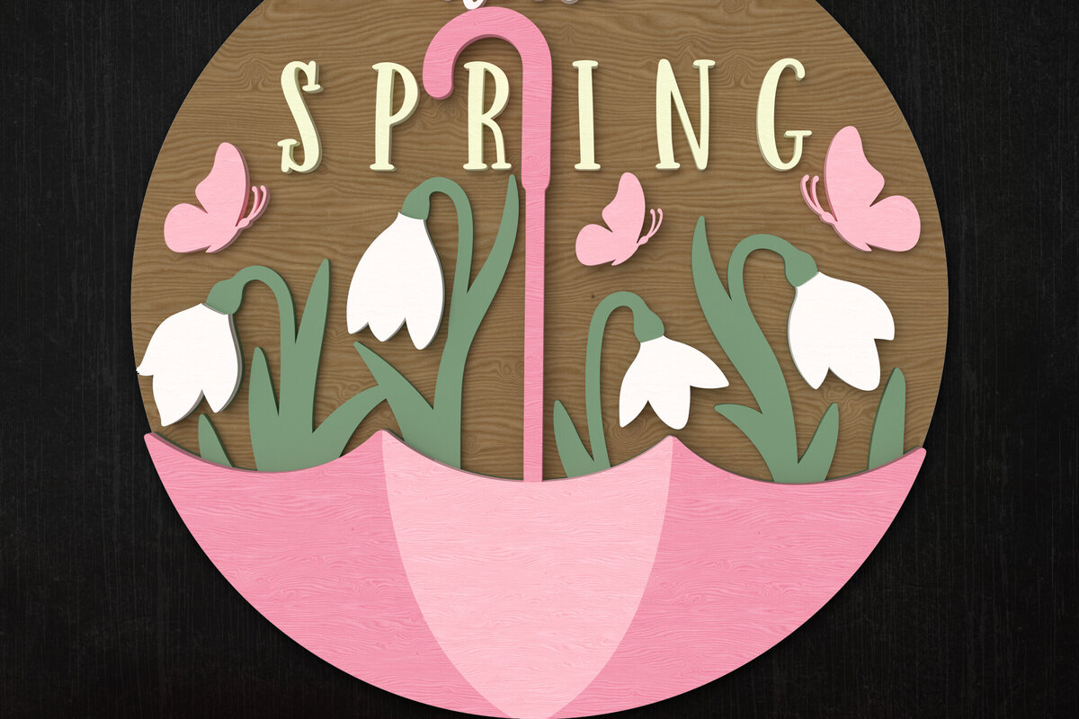 Σετ των 2 Intra απο ξύλο plywood 3mm-4mm πάχος – Πινακίδα λουλουδιών ανοιξιάτικη ομπρέλα Δίασταση  20x20 cm INTRAFABR-112942174