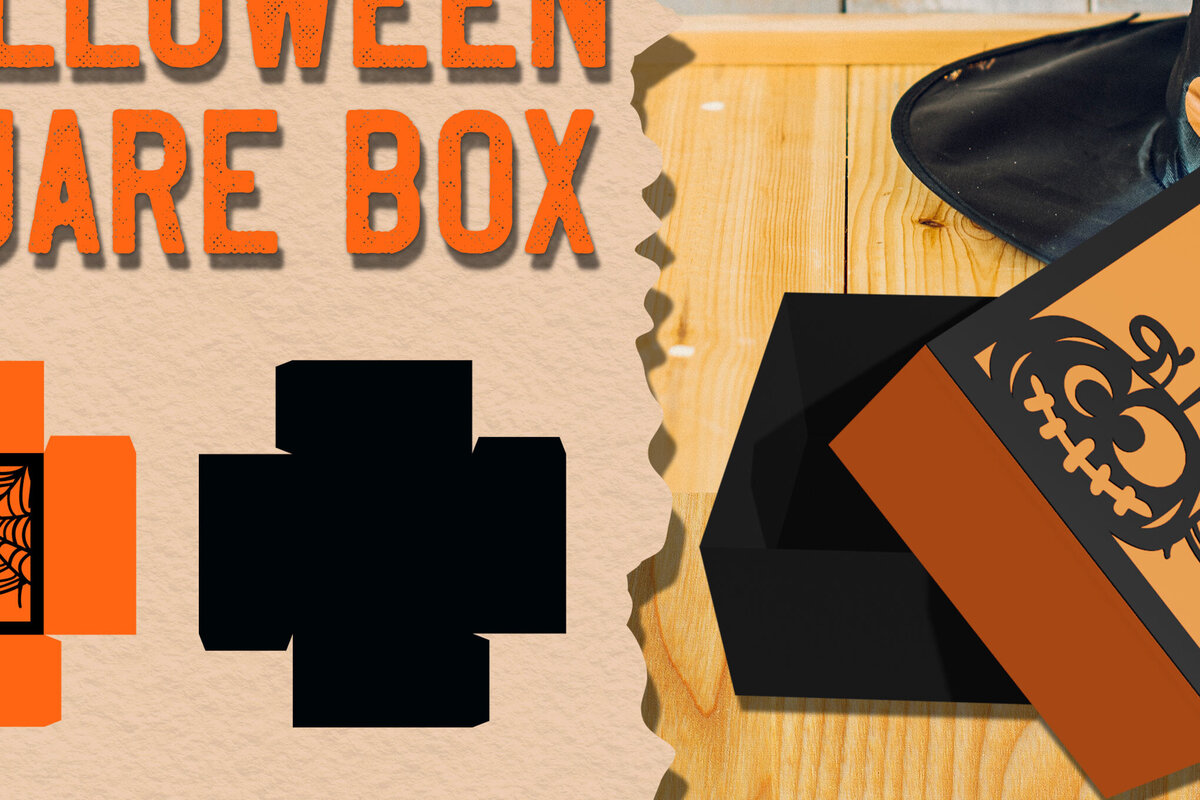 Σετ των 2 Intra απο ξύλο plywood 3mm-4mm πάχος – Square Box Halloween Δίασταση  20x20 cm INTRAFABR-79049529