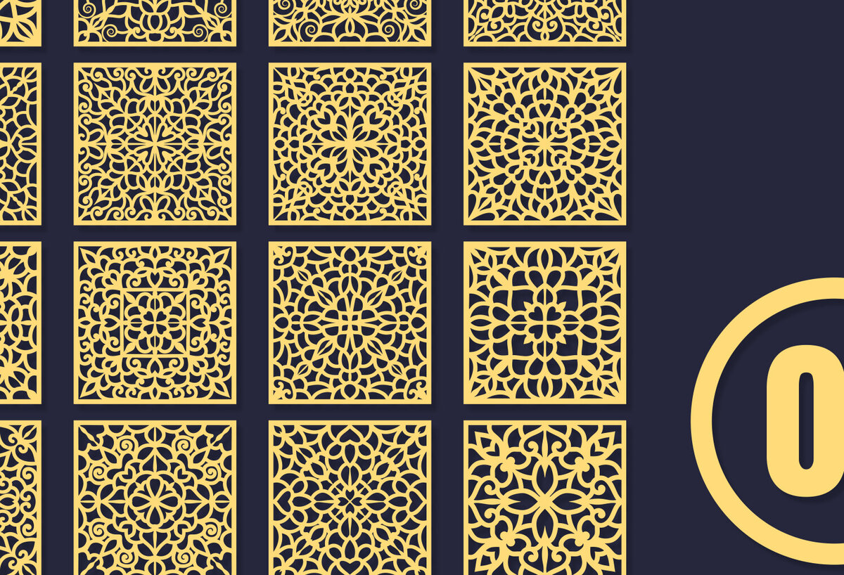 Σετ των 2 Intra απο ξύλο plywood 3mm-4mm πάχος – Square Coasters Mandala 01 Δίασταση  20x20 cm INTRAFABR-85509117