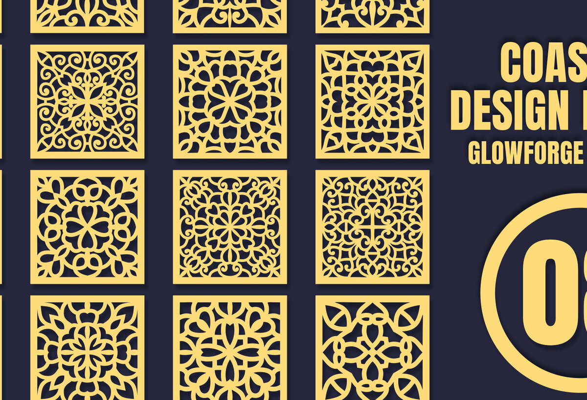 Σετ των 2 Intra απο ξύλο plywood 3mm-4mm πάχος – Square Coasters Mandala 08 Δίασταση  20x20 cm INTRAFABR-85510263