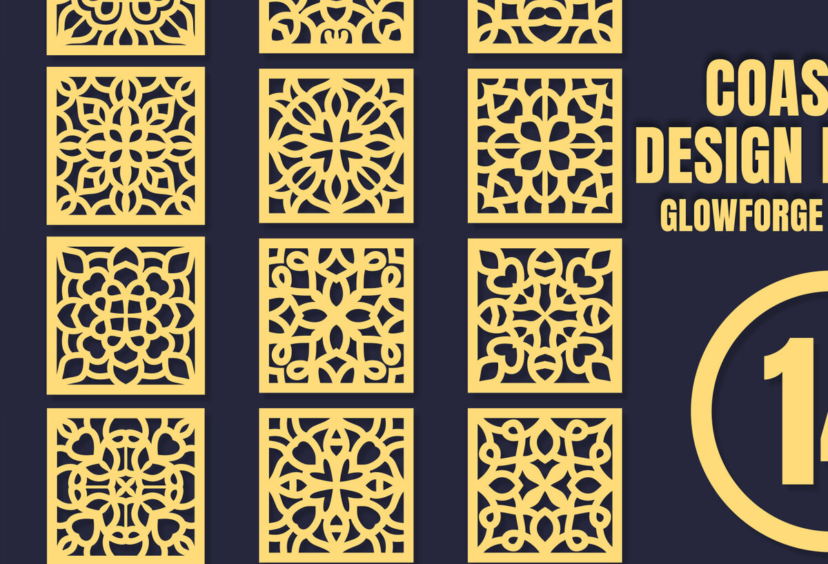 Σετ των 2 Intra απο ξύλο plywood 3mm-4mm πάχος – Square CoastersMandala 14 Δίασταση  20x20 cm INTRAFABR-85510317